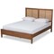 Baxton Studio Redmond Mid-Century Modern Walnut Brown Finished Wood and Synthetic Rattan Queen Size Platform Bed 183-11058-Zoro - alternate 1